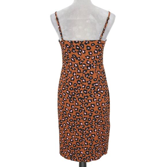 Sanctuary Slip Dress Womens 2 Brown Pink Animal Print Lined Mob Wife Resort New - Picture 2 of 16